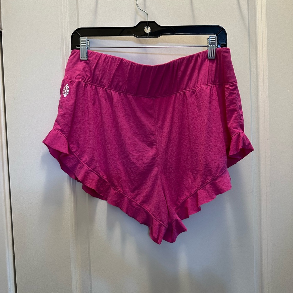 FREE PEOPLE Pink Ruffle Hem Shorts